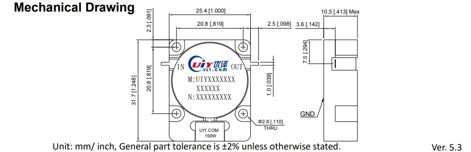 UIYDI2531A Mechanical Drawing